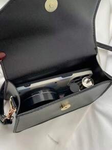 Túi vuông mini nắp gập nhẹ, tiện dụng cho nữ sinh trung học, sinh viên, người mới vào nghề và nhân viên văn phòng, hoàn hảo cho văn phòng, trường đại học, công việc, kinh doanh, đi làm, ngoài trời, T!Avel. - màu đen - Xem 5