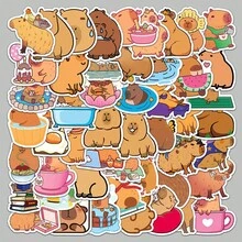 50 piezas / Pegatinas creativas de Capibara, animales de dibujos animados, marrón, lindos cobayas, adecuadas para maletas, botellas de agua, teléfonos móviles, portátiles, monopatines, equipaje y decoraciones de fiesta - Multicolor - Ver 2