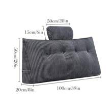 Wedge Headboard Pillow + Head Roll Pillow Bed Wedge Pillow For Headboard Bolster Soft Large Comfy Reading Pillows For Beds Sofas Back Lumbar Bolster Support Pillow - Bedroom Wedge Cushions - Grey - View 2