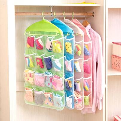 1pc 16-Compartment Hanging Storage Bag For Clothes, Socks, Underwear, Accessory Organizer, Wardrobe, Gifts, Bag, Organizer, Storage, Lingerie Set, Socks Boy Valentine Heart Women's Valentine