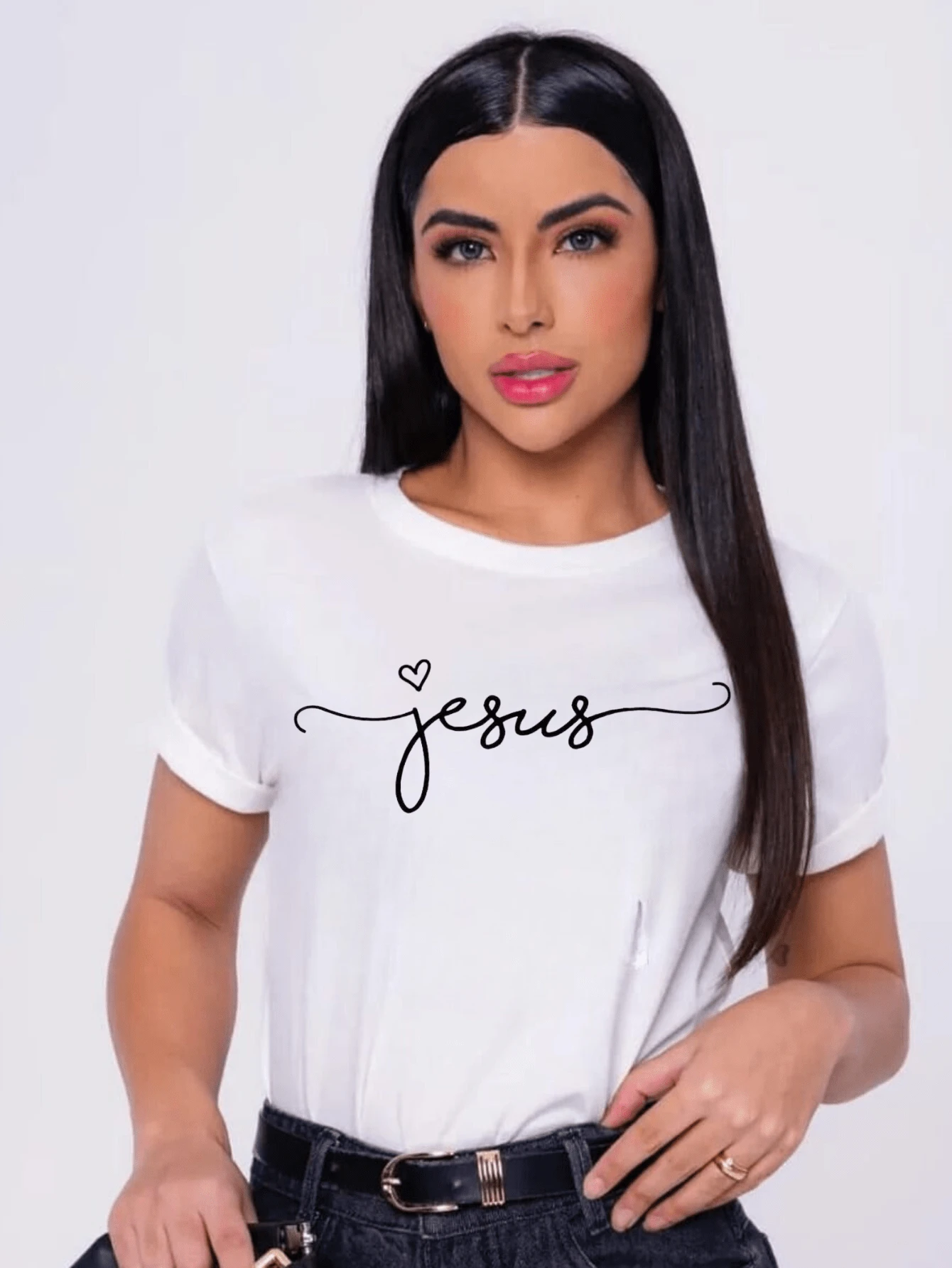 Women's T-Shirt Jesus Phrases Basic T-Shirt Blouse 100% Cotton Christian Prints - 白色 - 查看 1