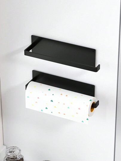 1/2pcs Magnetic Paper Towel Holder, Black Towel Rack, Fit For Refrigerator, Grill, Baking Pan, Tool Box, RV Tail Gate, With Strong Magnet Backing, Suitable For Most Roll Paper Towels, Kitchen Cling Film Organizer Rack,Kitchen Storage,Kitchen Organizer,Kitchen Organiser,Storage Items,Kitchen,Storage,Organizer,Organiser,Organization,Organizers,Drawer Organizer,Travel,Kitchen Items,Kitchen Utensils,Kitchen Tools,Kitchen Things.