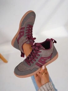 Giày Giày nữ Giày thường ngày cho nữ Giày thể thao thường ngày cho nữ Giày tập luyện phong cách Campus cho nữ Thoải mái, đơn giản và thời trang Giày thường ngày bốn mùa - Màu xám đen - Xem 1