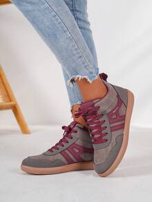 Giày Giày nữ Giày thường ngày cho nữ Giày thể thao thường ngày cho nữ Giày tập luyện phong cách Campus cho nữ Thoải mái, đơn giản và thời trang Giày thường ngày bốn mùa - Màu xám đen - Xem 3