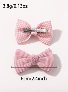 6 件装可爱粉色女孩蝴蝶结发夹，柔软舒适的发饰 - 粉色 - 查看 7
