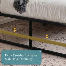 HOOMIC Twin/Full/Queen/King Metal Bed Frame, Stable Mattress Foundation, Reinforced Structure, Headboard Compatible, No Box Spring Needed, Easy Assembly * Bed Frame Queen Queen Bed Frame Bed Frame Full Full Size Bed Frame King Size Bed Frame Twin Bed Frame Room Decor Home Decor Christmas Decor Bedroom Decor Valentine Day Decor Storage Living Room Decor Furniture House Decor - màu đen - Xem 5