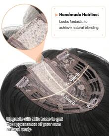 Megito Hair Toppers For Women 20inch Wavy Hair Toppers For Women Toppers Hair Pieces For Women With Thinning Hair Synthetic Wig Clip In Hair Topper Wiglets With Fringe Bang Add Hair Volume - 棕色 黑色 - 查看 3