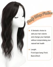 Megito Hair Toppers For Women 20inch Wavy Hair Toppers For Women Toppers Hair Pieces For Women With Thinning Hair Synthetic Wig Clip In Hair Topper Wiglets With Fringe Bang Add Hair Volume - 棕色 黑色 - 查看 4