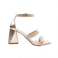 Exclusive Women's Sandal Geometric Heel Ref.3700 - 金色 - 查看 3