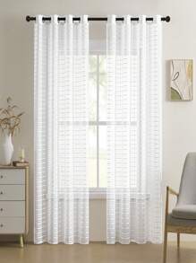 1 Tấm / 2 Tấm Rèm Vải Mỏng Bán Trong Suốt Kiểu Lưới, Rèm Bán Trong Suốt Đơn Giản Với Thiết Kế Đục Lỗ, Thích Hợp Để Trang Trí Phòng Khách, Ban Công và Phòng Ngủ, Rèm Phòng Khách, Rèm Phòng Ngủ, Rèm Bếp, Rèm Trang Trí Đa Năng. - trắng - Xem 5