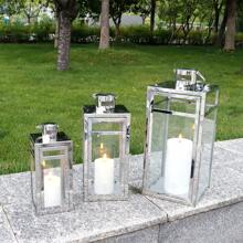 Stainless Steel Lantern Set Of 3, 19" Tall Metal Hanging Lanterns With Clear Glass Panels, Indoor & Outdoor Home Decor - 銀色 - 查看 4