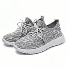 Unisex Non-Slip Breathable Mesh Tennis Shoes - 灰色 - 查看 1