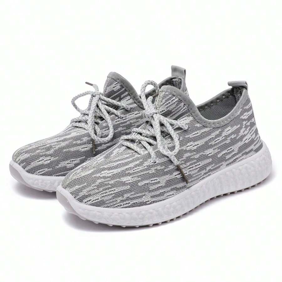 Unisex Non-Slip Breathable Mesh Tennis Shoes - 灰色 - 查看 1