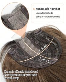 Megito Hair Toppers For Women 20inch Wavy Hair Toppers For Women Toppers Hair Pieces For Women With Thinning Hair Synthetic Wig Clip In Hair Topper Wiglets With Fringe Bang Add Hair Volume - 亮點 深灰棕色 - 查看 3