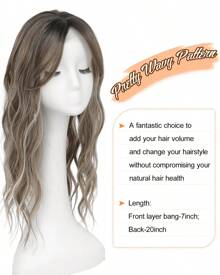 Megito Hair Toppers For Women 20inch Wavy Hair Toppers For Women Toppers Hair Pieces For Women With Thinning Hair Synthetic Wig Clip In Hair Topper Wiglets With Fringe Bang Add Hair Volume - 亮點 深灰棕色 - 查看 4