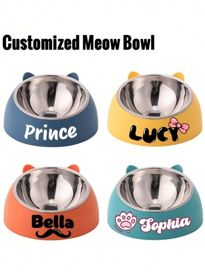 Personalized Cute Cat And Dog Bowl, Custom High Quality Stainless Steel Pet Bowl, Tilt Pet Bowl For Neck Protection, Nice Gift For Pets Ornamental Stylish,Contracted,Colorful,Fashion,Cuties,Cute Unique,Custom Christmas Decor,Treasure Finds,Home Goods Ideal Gifts For Him Her,Family,Friends,Pet Lovers,Pet For Anniversaries,For Birthdays,For Christmas,For Housewarming,For Fall/Autumn/Winter Ornamental,Engraved Stylish,Fashion,Colorful,Vintage,Cute,Contracted,Cuties Custom,Unique,Customized,Personalized Pet For Anniversaries,For Birthdays,Customized Pet Supplies,Easy Comfort,Pet Supplies,2025 Halloween Accessories,Personalized With Pet's Name