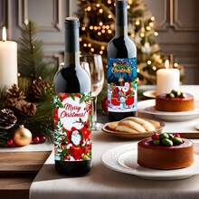 8 miếng dán chai rượu Giáng sinh, nhãn chai Giáng sinh, nhãn chai rượu tự dính, miếng dán trang trí tiệc Giáng sinh (4 kiểu), trang trí phòng, trang trí Giáng sinh, trang trí tiệc, thích hợp cho các buổi tụ họp, tiệc tùng, nhà bếp, nhà hàng, v.v., miếng dán nhà sáng tạo tự làm, quà tặng cho bạn bè, quà tặng Giáng sinh, giáng sinh vui vẻ - Nhiều màu - Xem 6