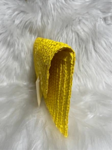 Minimalist Women's Wallet Made Of Specific Straw Material - 黃色 - 查看 3