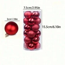 24 件/套圣诞装饰品，3 厘米彩色装饰球，适用于圣诞树，适合节日派对装饰、圣诞节