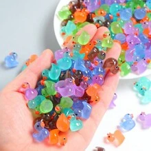 50 件夜光迷你树脂鸭子夜光鸭子玩偶适用于玩具屋水族馆装饰盆栽景观微型童话花园景观捉迷藏恶作剧玩具 (颜色随机) - 多色 - 查看 3