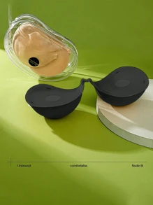 5cm Thick Skin-Colored Adhesive Push-Up Invisible Bra Cups/Pads For Women, Summer Backless/Strapless Occasions - Black - View 5