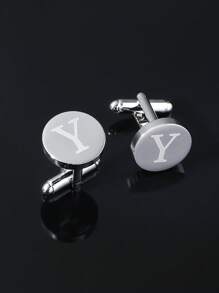 1 paire Boutons De Manchette De Simple Et À La Mode Pour Homme laser 26 Alphabet Anglais