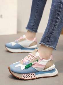 Women's Comfortable Walking Shoes, Breathable Lightweight Fashionable Platform Casual Sneakers - Multicolor - View 1