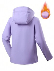 Chaqueta impermeable y cortavientos con forro térmico para mujer, ideal para senderismo y camping - Púrpura malva - Ver 2