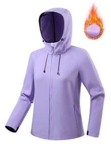 Chaqueta impermeable y cortavientos con forro térmico para mujer, ideal para senderismo y camping - Púrpura malva - Ver 1