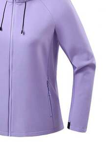 Chaqueta impermeable y cortavientos con forro térmico para mujer, ideal para senderismo y camping - Púrpura malva - Ver 5