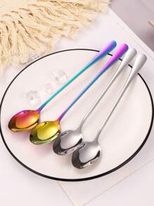 4pcs Stainless Steel Long Handle Coffee Spoons, Ice Cream Spoons, Dessert Spoons Back To School