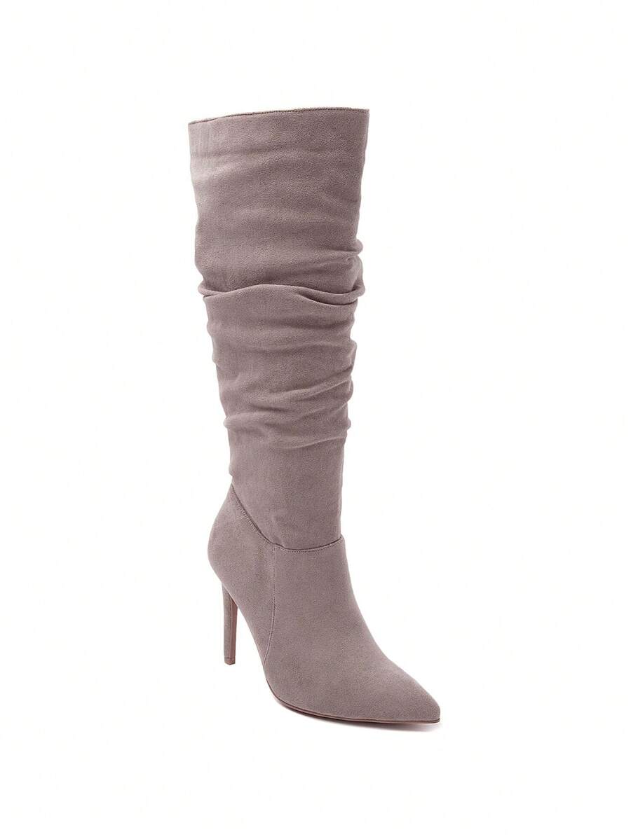Green Stiletto Heel Pleated Boots – Bold And Feminine Elegance - Camel - View 1