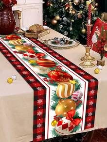 1 tấm khăn trải bàn bằng polyester họa tiết quả mọng Giáng sinh, khăn trải bàn trang trí tiệc Giáng sinh cho kỳ nghỉ đông tại nhà, tiệc - Nhiều màu - Xem 3