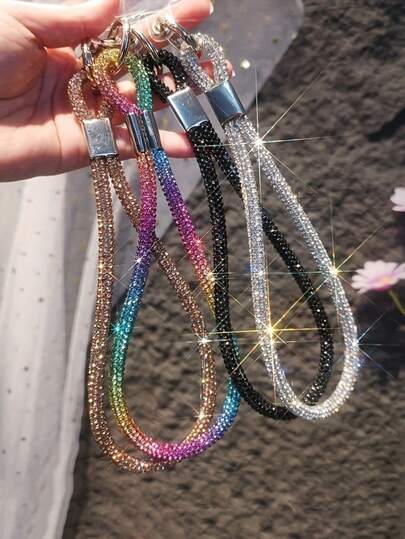 Luxury Sparkling Rhinestone Phone Lanyard Wrist Strap, Premium Diamond-Encrusted Hand Wristlet, Fashionable Durable Anti-Lost Mobile Accessory