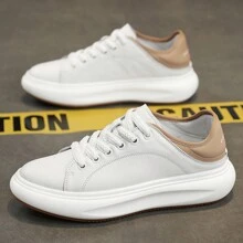 Niche Autumn Men's Shoes Breathable Thick-Soled Semi-Drag Sports Board Shoes Men's Non-Slip One-Foot Leather Casual Little White Shoes - 棕色 - 查看 2