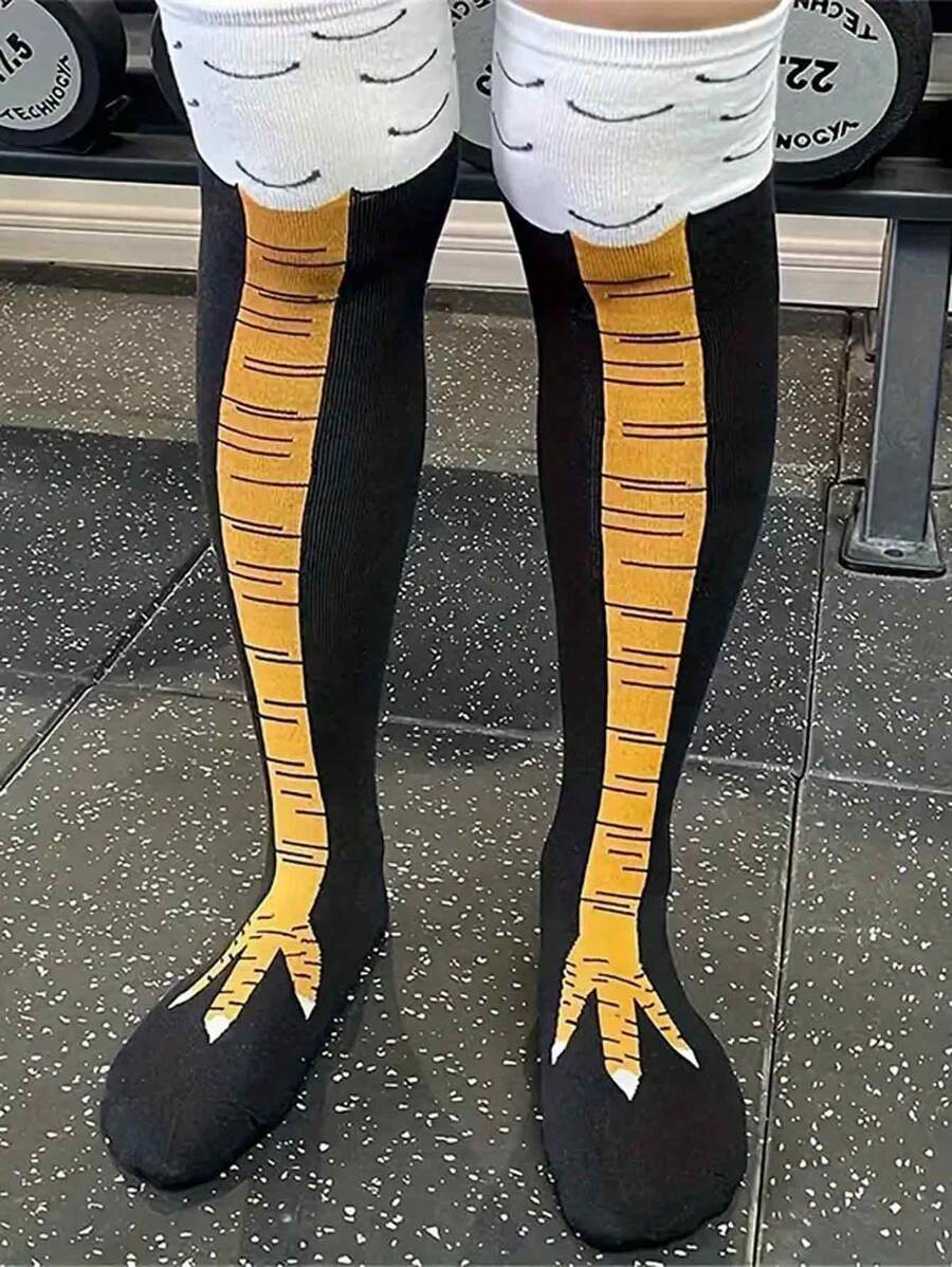 1 par de calcetines sobre la rodilla de poliéster con estampado animal, para cosplay y disfraces de Halloween