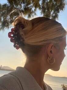 1 件优雅镂空花朵夹发夹法式复古后脑勺大号盘发夹女士发夹发夹发夹发夹接发夹，沙滩配饰，爪夹秋冬发饰女士度假装女士 - 彩色 - 查看 2