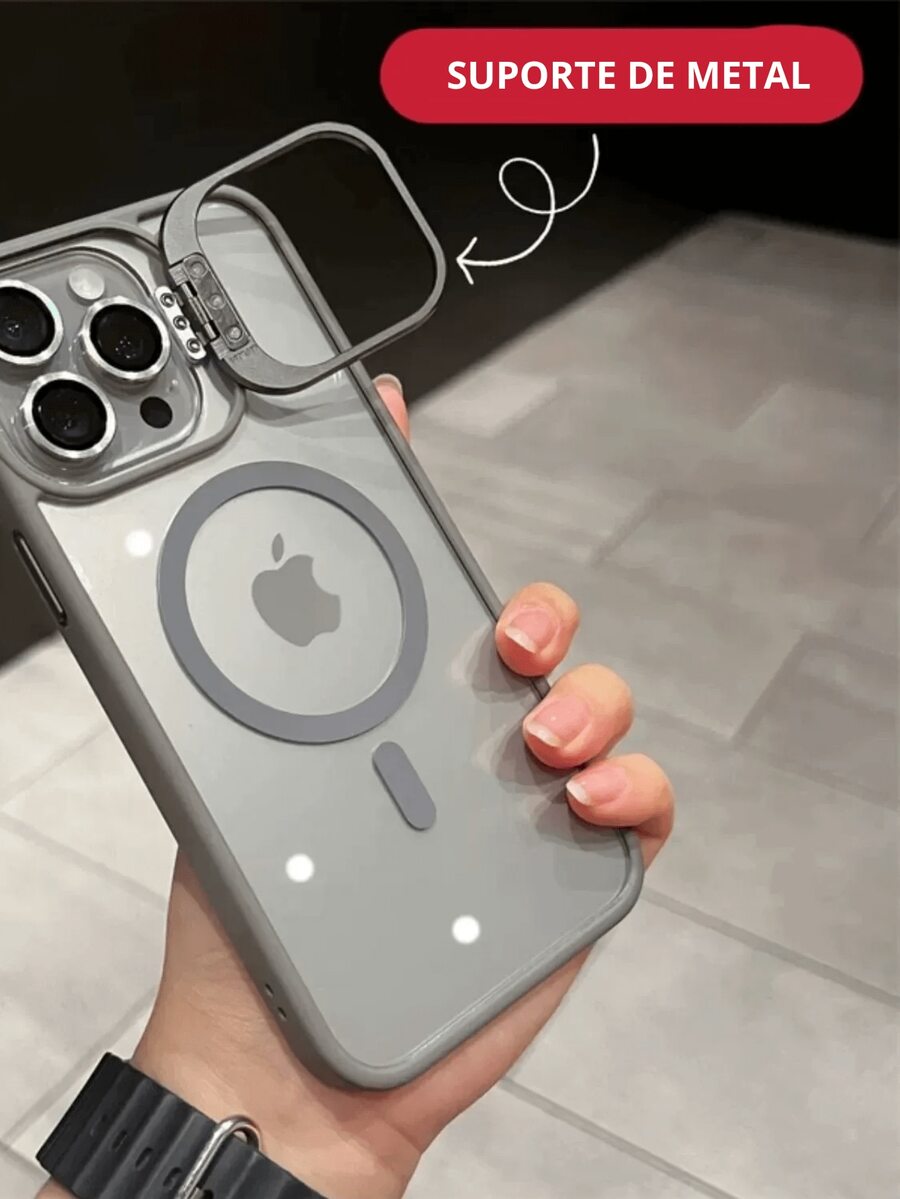 Capa Case Magsafe Suporte Metal iPhone 11 12 13 14 15 Pro Max Kit