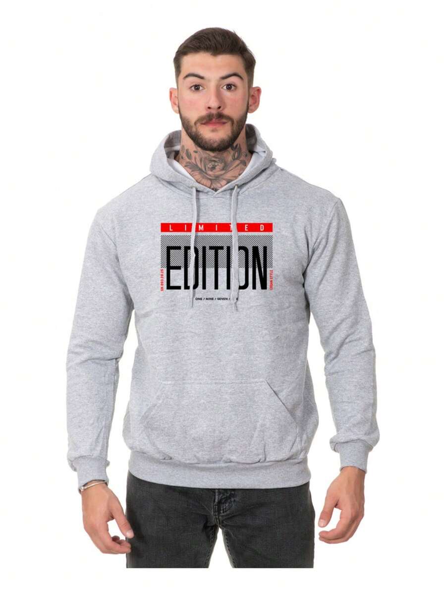 Men's Sweatshirt Kangaroo Cold Weather Blouse Limited Edition - 灰色 - 查看 1