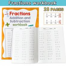 28 Pages Addition And Subtraction Fractions Arithmetic Workbook,Students Primary School Handwritten Children Quick Calculation Math Training Workbook - Orange - View 2
