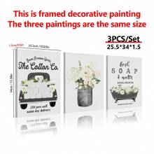 3 Pcs/Set Canvas Hanging Pictures Easy To Hang Vintage Farmhouse Bathroom Wall Art Set - Canvas Prints, Home Decor Paintings,Poster Gifts Birthday Graduation