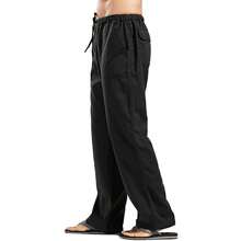 Pantalones de lino para hombres - Negro - Ver 4