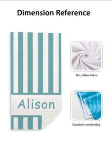 1pc Striped Personalized Beach Towels, Custom Text Towel, Custom Pool Towels For Kids/Adul, Bachelorette Party Favor, Party Gifts, Girls Trip, Multi-Functional, Adjustable, Reusable, Ornamental, Cute School, Office, Tea Room, Home, Garden, For Valentine's Day, For Anniversaries, For Weddings, For Ren's Day, For Birthdays, For Father's Day, For Graduation, For Housewarming Summer Holiday Bathroom Decor Travel Essentials Travel Accessories Beach Essentials - Multicolor - View 6
