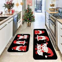 1 件卡通圣诞老人矩形地毯，柔软防滑室内门垫，适用于客厅、卧室、浴室、多种场景