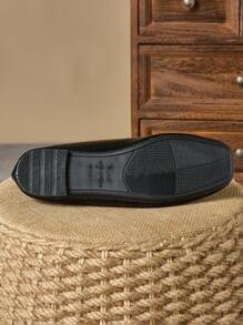 Women Square Toe Flat Slip-On Casual Dress Shoes, Black, For Office Work & Daily Wear