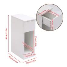 Slim Bedside Table Bedroom Nightstand With Open Shelf & Drawer, Narrow End Table Sofa Side Table For Living Room, Compact Wooden Lamp Table Telephone Table For Home Office - White - View 6