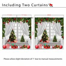 2 Pezzi Set di Tende Oscuranti, Sfondo Natalizio, Tende Decorative Artistiche Natalizie, Oscuranti, Isolanti Termici, Isolanti Acustici, Adatti per Camere da Letto per Adulti, Soggiorni, Balconi, Divisori Decorazioni Natalizie - HQQ-DKCL0007 - Visualizzare 3