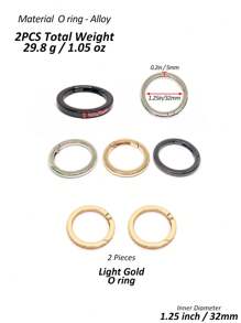 2 Pcs O Ring For Purse Strap, Bigger Large Size Ring, 1/1.25/1.5 Inch Spring Rings For Handbag & Keys (Light Gold) - Gold - View 7
