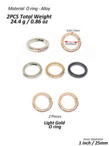 2 Pcs O Ring For Purse Strap, Bigger Large Size Ring, 1/1.25/1.5 Inch Spring Rings For Handbag & Keys (Light Gold) - Gold - View 6