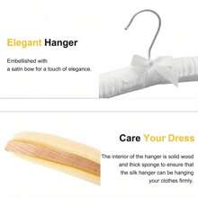 10Pcs Satin Padded Hangers 43cm White Ivory Cushioned Clothes Hanger 17'' Soft Touch Coat Hangers Non-Slip Blouse Hook For Adults Garment Wedding Dress Lingerie Tops Suits Shirts Dress Trousers - White - View 4